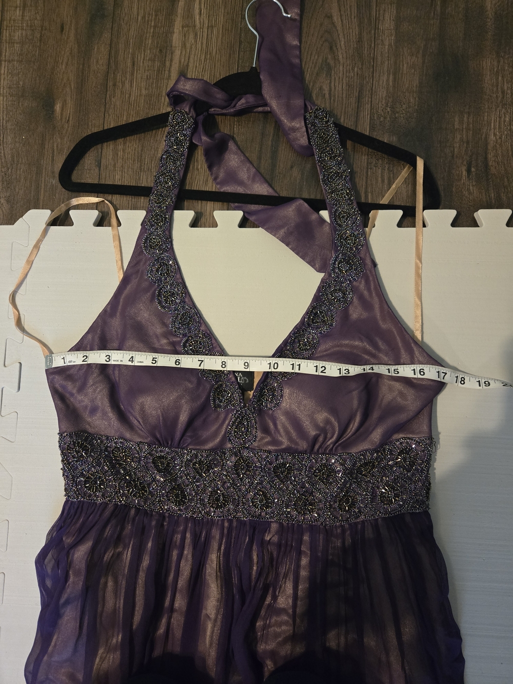 Purple Silk Dress With Ornate Beading